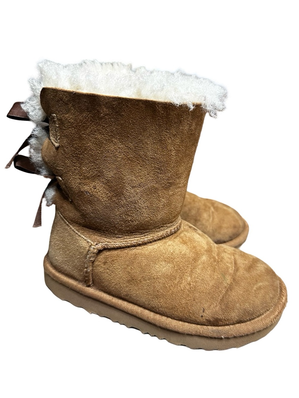 UGG Bailey Bow II Boot Size 11 Chestnut Brown Tan Sheepskin Waterproof Winter
